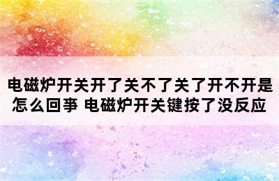 电磁炉开关开了关不了关了开不开是怎么回亊 电磁炉开关键按了没反应